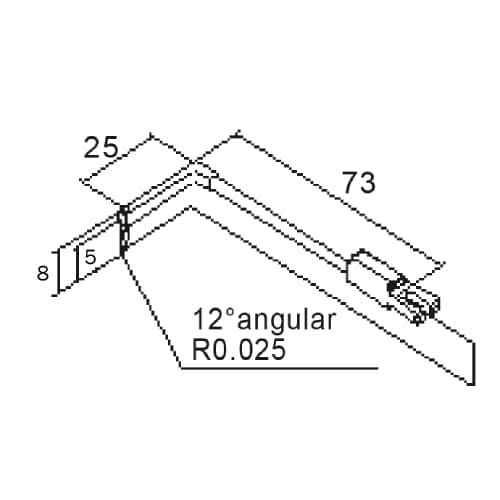 High rigid offset stylus arm (angular)/Contour ML=58,MLE=5, B=8, W1=12&deg; product photo Back View L