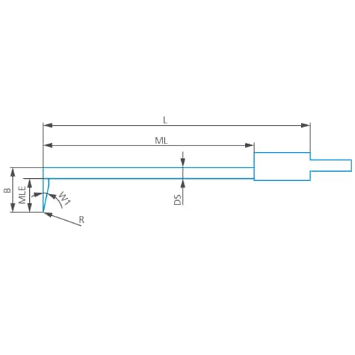 High rigid stylus arm (angular)/Contour ML=58,MLE=5, B=8, W1=12&deg; product photo