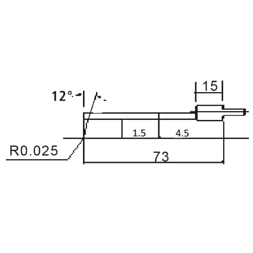 High rigid stylus arm (angular)/Contour ML=58,MLE=1.5, B=4.5, W1=12&deg; product photo Back View L